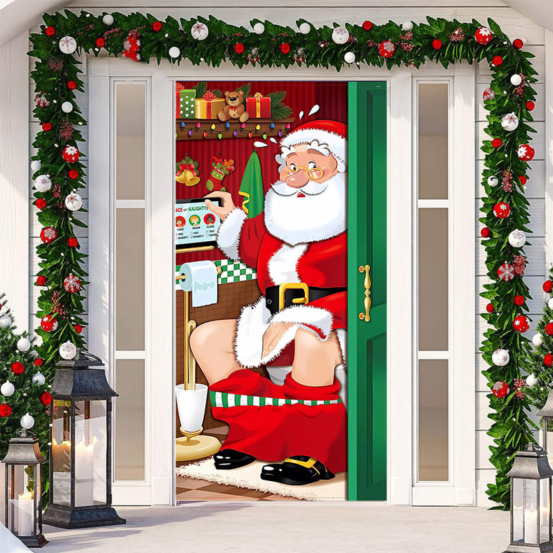 Christmas door decoration - Washable and reusable fabric 