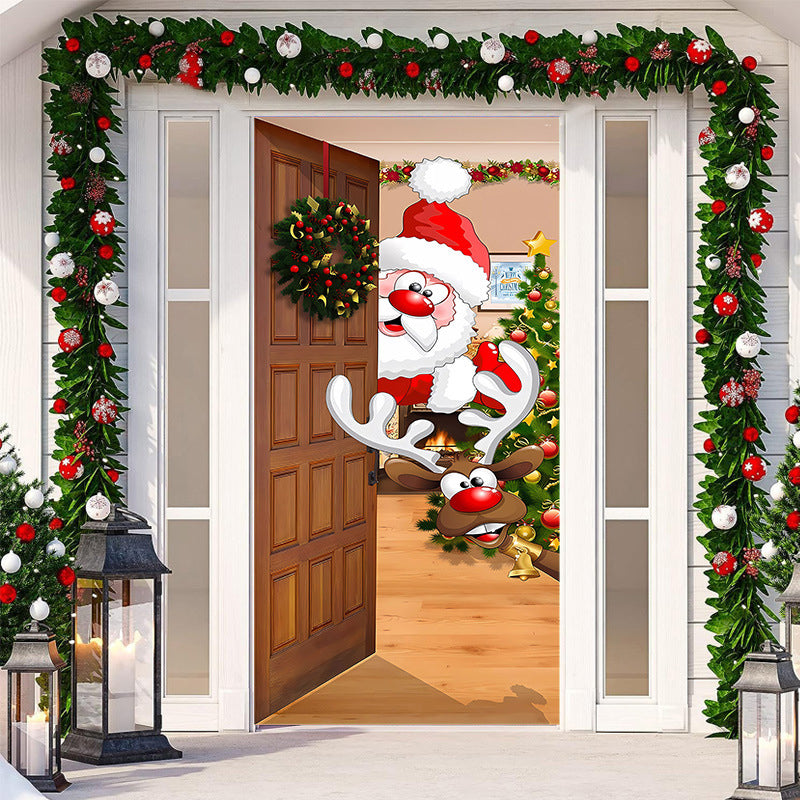 Christmas door decoration - Washable and reusable fabric 