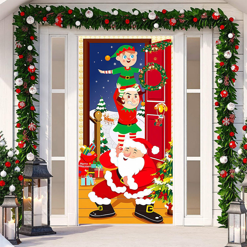 Christmas door decoration - Washable and reusable fabric 